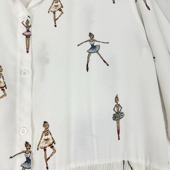 I.Madeline Pleated Ballerina Print Dress Size Small Medium White Ballet Dance - Picture 3 of 7